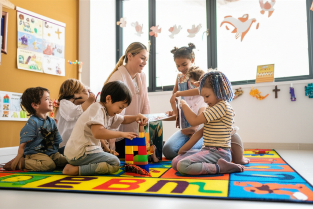 Diverse group of children learning at Grace Childcare Preschool Center of Excellence
